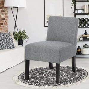 Armless Accent Chair Set of 2, Modern Living Room Chairs with Thick Cushion & Solid Wood Legs, Fabric Comfy Bedroom Slipper Accent Corner Side Chair Living Room Furniture, Grey