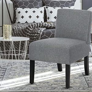 Armless Accent Chair Set of 2, Modern Living Room Chairs with Thick Cushion & Solid Wood Legs, Fabric Comfy Bedroom Slipper Accent Corner Side Chair Living Room Furniture, Grey