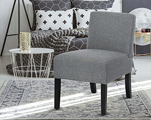 Armless Accent Chair Set of 2, Modern Living Room Chairs with Thick Cushion & Solid Wood Legs, Fabric Comfy Bedroom Slipper Accent Corner Side Chair Living Room Furniture, Grey