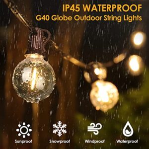 Mlambert 50Ft LED Outdoor String Lights G40 Globe Dimmable, Waterproof Hanging Patio Lights with 27 Warm White Shatterproof Bulbs(2 Spare) for Yard, Garden, Bistro, Porch, Cafe-Black Wire