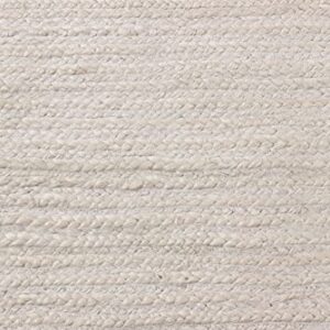 CASAVANI 100% Handmade Natural Jute Rugs Geometric White & Beige Hand Braided Rag Rug Best Uses for Living Room Bedroom Entryway Laundry Room Doorway Door Mate 4x8 6x8 5x5 Feet Square