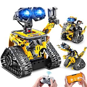 hogokids robot building toys for kids - 3 in 1 remote & app controlled building set | rc wall robot/engineer robot/mech dinosaur stem toys gift for boys girls age 6 7 8 9 10 11 12+ year old (520 pcs)