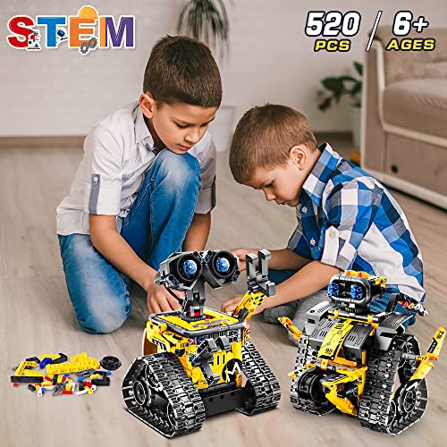 HOGOKIDS Robot Building Toys for Kids - 3 in 1 Remote & APP Controlled Building Set | RC Wall Robot/Engineer Robot/Mech Dinosaur STEM Toys Gift for Boys Girls Age 6 7 8 9 10 11 12+ Year Old (520 Pcs)