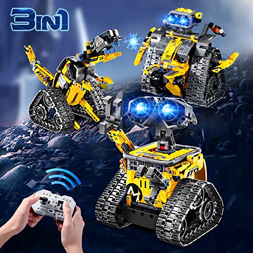 HOGOKIDS Robot Building Toys for Kids - 3 in 1 Remote & APP Controlled Building Set | RC Wall Robot/Engineer Robot/Mech Dinosaur STEM Toys Gift for Boys Girls Age 6 7 8 9 10 11 12+ Year Old (520 Pcs)