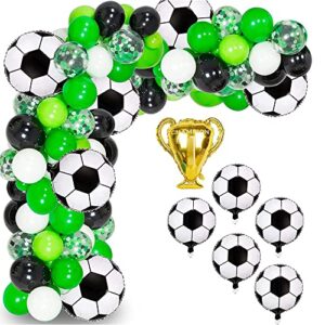 syceepool soccer balloons arch garland kit,111 pcs ballon for soccer theme party decoration,soccer world cup balloons with dot glue,tying tool,2022 world cup decoration