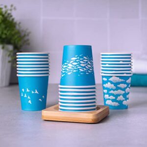 300 Ct 3 oz. Small Ecofriendly Disposable Paper Cups for Bathroom, Espresso Cups, with Ecofriendly Wooden Cup Holder and Biodegradable Small Bathroom Trashbags, Mouthwash Cups