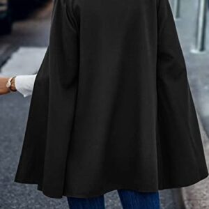 WDIRARA Women's Cape Blazer Cloak Split Sleeve Open Front Jacket Work Business Casual Blazer Solid Cape Coats Black M