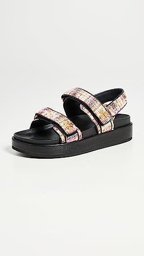 Tory Burch Women's Kira Two Band Sport Sandals, Pink/Perfect Black, 8 Medium US