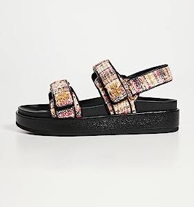 Tory Burch Women's Kira Two Band Sport Sandals, Pink/Perfect Black, 8 Medium US