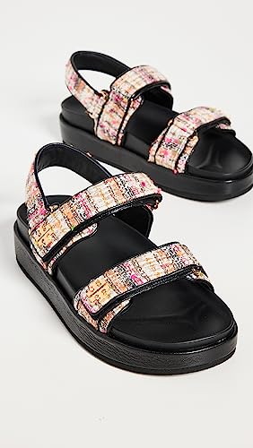 Tory Burch Women's Kira Two Band Sport Sandals, Pink/Perfect Black, 8 Medium US