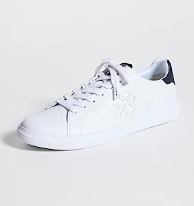 Tory Burch Women's Logo Howell Court Sneakers, White/Perfect Navy, 11 Medium US