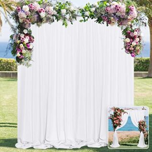 white backdrop curtain for wedding decor holiday party - white wedding backdrop polyester photography backdrop drapes baby shower birthday privacy sliding curtains home decor, 5ft x 10ft, 2 panels