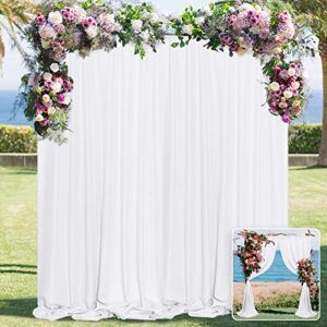 White Backdrop Curtain for Wedding Decor Holiday Party - White Wedding Backdrop Polyester Photography Backdrop Drapes Baby Shower Birthday Privacy Sliding Curtains Home Decor, 5ft x 10ft, 2 Panels