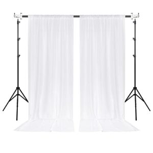 White Backdrop Curtain for Wedding Decor Holiday Party - White Wedding Backdrop Polyester Photography Backdrop Drapes Baby Shower Birthday Privacy Sliding Curtains Home Decor, 5ft x 10ft, 2 Panels