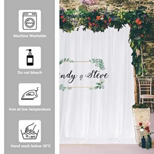 White Backdrop Curtain for Wedding Decor Holiday Party - White Wedding Backdrop Polyester Photography Backdrop Drapes Baby Shower Birthday Privacy Sliding Curtains Home Decor, 5ft x 10ft, 2 Panels