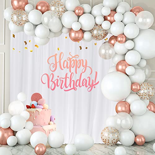 White Backdrop Curtain for Wedding Decor Holiday Party - White Wedding Backdrop Polyester Photography Backdrop Drapes Baby Shower Birthday Privacy Sliding Curtains Home Decor, 5ft x 10ft, 2 Panels