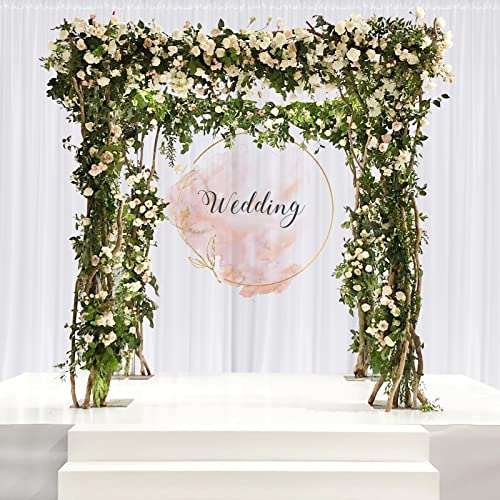 White Backdrop Curtain for Wedding Decor Holiday Party - White Wedding Backdrop Polyester Photography Backdrop Drapes Baby Shower Birthday Privacy Sliding Curtains Home Decor, 5ft x 10ft, 2 Panels