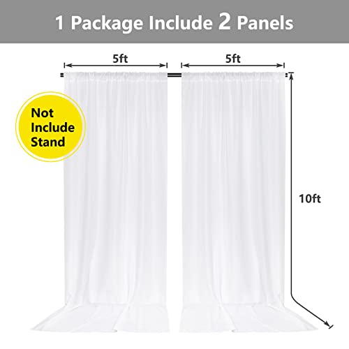 White Backdrop Curtain for Wedding Decor Holiday Party - White Wedding Backdrop Polyester Photography Backdrop Drapes Baby Shower Birthday Privacy Sliding Curtains Home Decor, 5ft x 10ft, 2 Panels