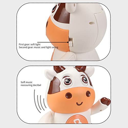 Qiopertar Electric Dazzling Dance Mini Robot Light Music Dance Rotating Robot Children's Toy Baby Cow Musical Toys Christmas Birthday Gift for Kids Boys Girls