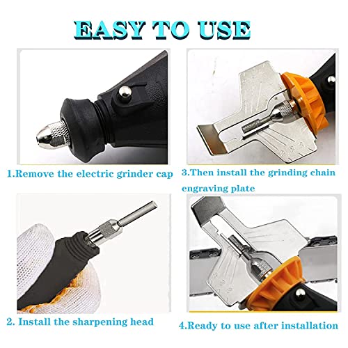 yuentoen 8Pcs Chainsaw Sharpening Attachment Kit with Angle Guide and Diamond Burr Grinding Stone Files Blade Teeth Sharpener Set, Drill Power Tool Accessories