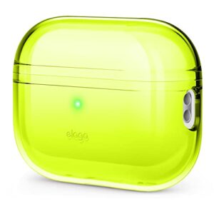 elago compatible with airpods pro 2nd generation case clear cover - compatible with airpods pro 2 case, protective case cover, shockproof, wireless charging, reduced yellowing [neon yellow]