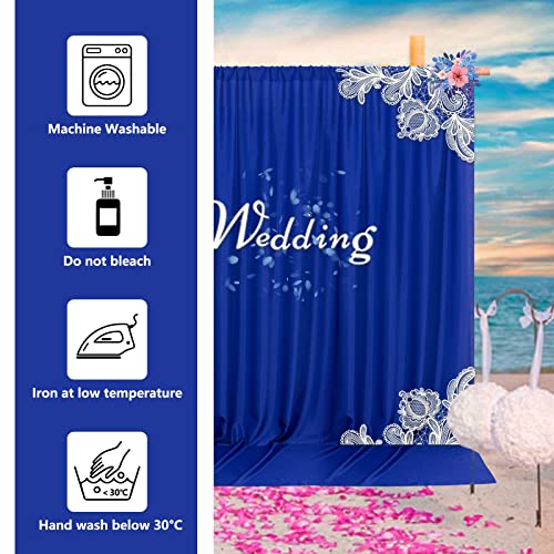 10ft x 10ft Royal Blue Backdrop Curtains for Party Stage Wedding Ceremony Light Filtering Curtains Photography Backdrop for Baby Showers Rod Pocket Home Sliding Door Decoration, 5ft x 10ft, 2 Panels