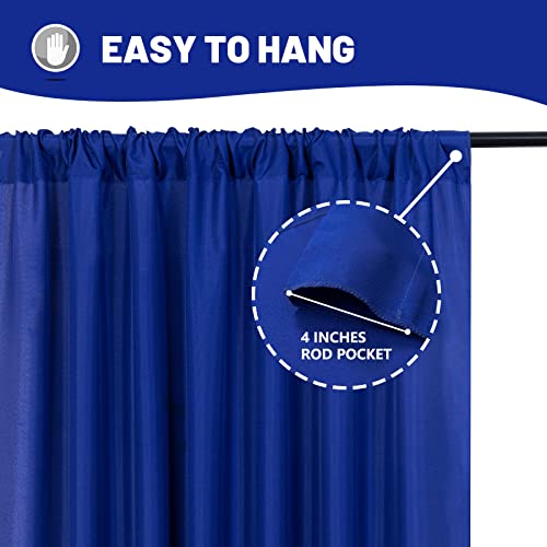 10ft x 10ft Royal Blue Backdrop Curtains for Party Stage Wedding Ceremony Light Filtering Curtains Photography Backdrop for Baby Showers Rod Pocket Home Sliding Door Decoration, 5ft x 10ft, 2 Panels