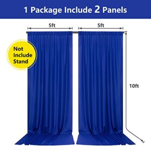 10ft x 10ft Royal Blue Backdrop Curtains for Party Stage Wedding Ceremony Light Filtering Curtains Photography Backdrop for Baby Showers Rod Pocket Home Sliding Door Decoration, 5ft x 10ft, 2 Panels