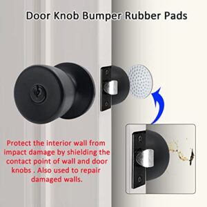 JO.KO Door Knob with Lock and Keyed, Black Matte Round Ball Lock Interior/Exterior Door Knob for Bedroom Or Bathroom/Entry Door Handle