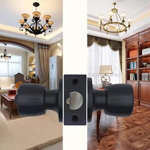 JO.KO Door Knob with Lock and Keyed, Black Matte Round Ball Lock Interior/Exterior Door Knob for Bedroom Or Bathroom/Entry Door Handle