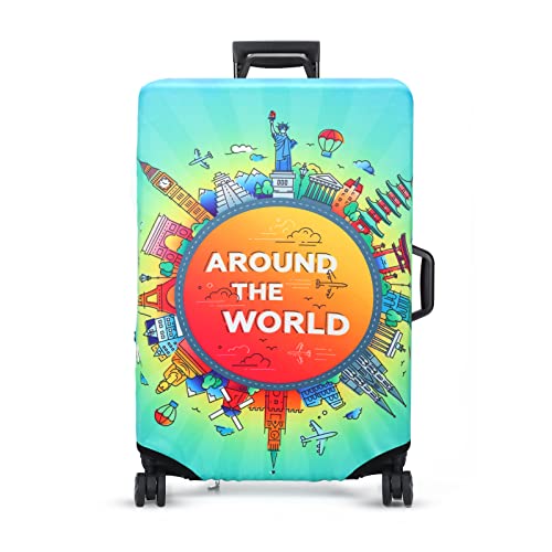 KYKU Printed Luggage Cover Xlarge Travel Suitcases Covers Fit 29 30 31 32 Inch