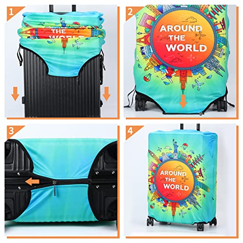 KYKU Printed Luggage Cover Xlarge Travel Suitcases Covers Fit 29 30 31 32 Inch