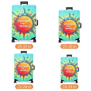 KYKU Printed Luggage Cover Xlarge Travel Suitcases Covers Fit 29 30 31 32 Inch