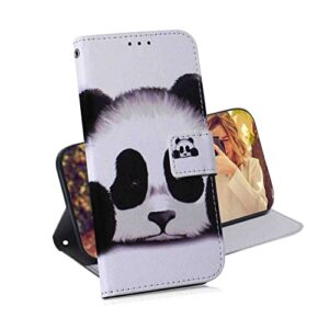 mojiery phone cover wallet folio case for infinix smart 5 {ver.2}, premium pu leather slim fit cover, 2 card slots, nice cover, panda