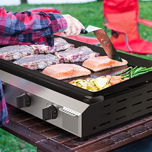 ADREAK 30 Inch 4 Burner BBQ Gas Grill Griddle, Stainless Steel Portable Detachable 40,000 BTU Table Top Propane Barbecue Grill for Camping or Tailgating (Only Griddle)