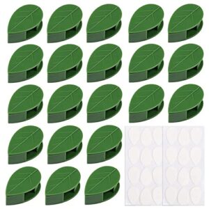 gouweiba 80pcs plant wall fixture clips for climbing plants invisible vine traction support holder with 100 pieces adhesive stickers fixing for indoor outdoor garden decorations (green leaf)