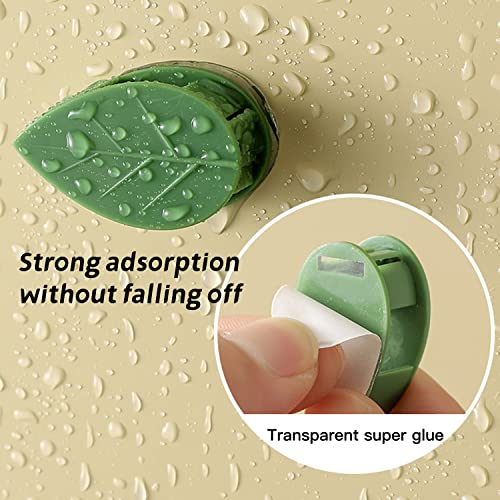 GOUWEIBA 80pcs Plant Wall Fixture Clips for Climbing Plants Invisible Vine Traction Support Holder with 100 Pieces Adhesive Stickers Fixing for Indoor Outdoor Garden Decorations (Green Leaf)