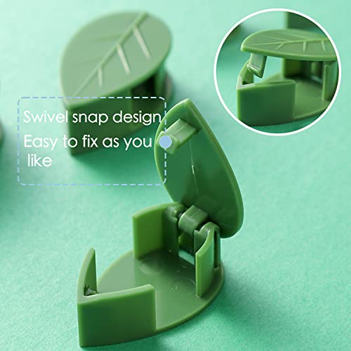 GOUWEIBA 80pcs Plant Wall Fixture Clips for Climbing Plants Invisible Vine Traction Support Holder with 100 Pieces Adhesive Stickers Fixing for Indoor Outdoor Garden Decorations (Green Leaf)