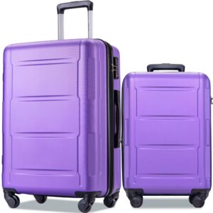 merax luggage sets 2 piece suitcase set 20/28,carry on luggage airline approved,hard case with spinner wheels,purple