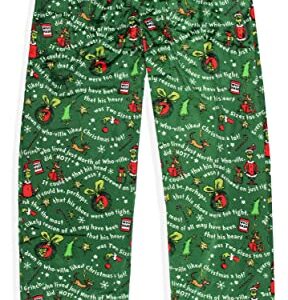 Dr. Seuss How the Grinch Stole Christmas Mens' Tossed Print Notch Collar Sleep Pajama Set (Large)