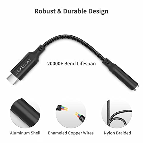 USB C to 3.5mm Audio Adapter, USB C Headphone Adapter, USB Type C to Aux Female Headphones Jack Dongle Cable Compatible with Samsung Galaxy S23 S22 S21 S20 Ultra, Note 10 20, A53, iPad Pro Air, Black