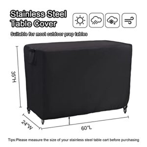 Kingling Outdoor Prep Table Cover, Waterproof Stainless Steel Table Cover Metal Table Cover Protection for Patio Kitchen Prep/Work Table - 60''L x 24''W x 35''H