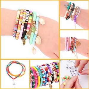 SJZWSD Friendship Bracelet Kit - 13000pcs Polymer Clay & Glass Seed Beads, 48 Colors, 6mm Heishi & 416 Letters Beads for Bracelet Making & Friendship Bead Creations