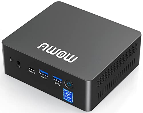 AWOW Mini PC Intel Celeron N4120 8GB RAM 256GB M.2 SSD, Mini Desktop Computer Support 4K UHD, Dual WiFi, HDMI, BT 4.2 for Business Home Office