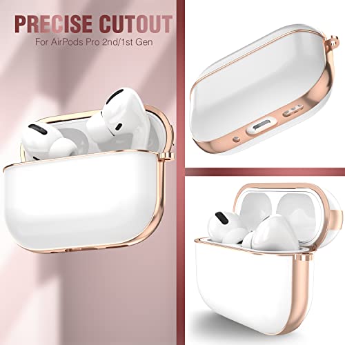 Maxjoy for Airpods Pro 2nd Generation/1st Generation Case Cover, Hard AirPod Pro 2 Case for Women Men Cute Protective iPod Pro 2 Case with Keychain for Airpods Pro (2023/2022/2019), White