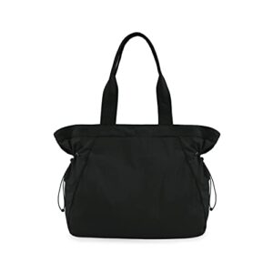 ododos 18l side-cinch shopper bags lightweight shoulder bag tote handbag for shopping workout beach travel, black