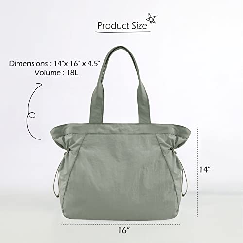 ODODOS 18L Side-Cinch Shopper Bags Lightweight Shoulder Bag Tote Handbag for Shopping Workout Beach Travel, Grey