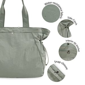 ODODOS 18L Side-Cinch Shopper Bags Lightweight Shoulder Bag Tote Handbag for Shopping Workout Beach Travel, Grey