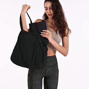 ODODOS 18L Side-Cinch Shopper Bags Lightweight Shoulder Bag Tote Handbag for Shopping Workout Beach Travel, Black