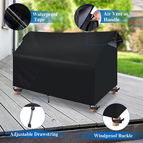 MEXQF Outdoor Sofa Covers Waterproof, Outdoor Couch Cover (85W x 37D x 35H, Black) Patio Furniture Covers 3-Seater Large Weatherproof Outdoor Furniture Cover for Lawn Outside Garden